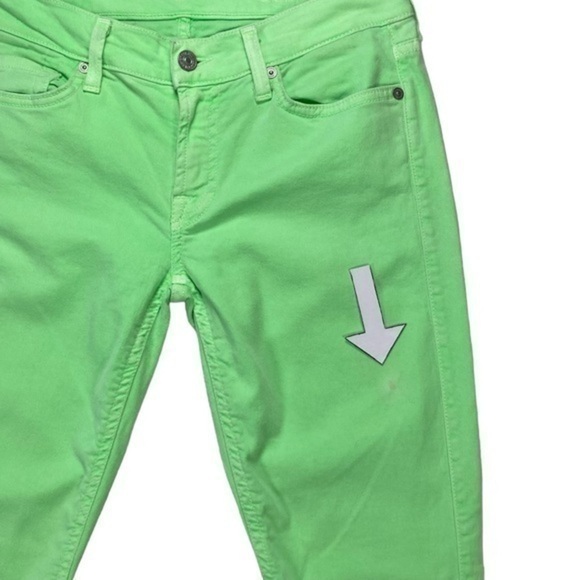 7 For All Mankind Jeans Womens Size 30 Spring Green Skinny Cropped Stretchy - Picture 12 of 13